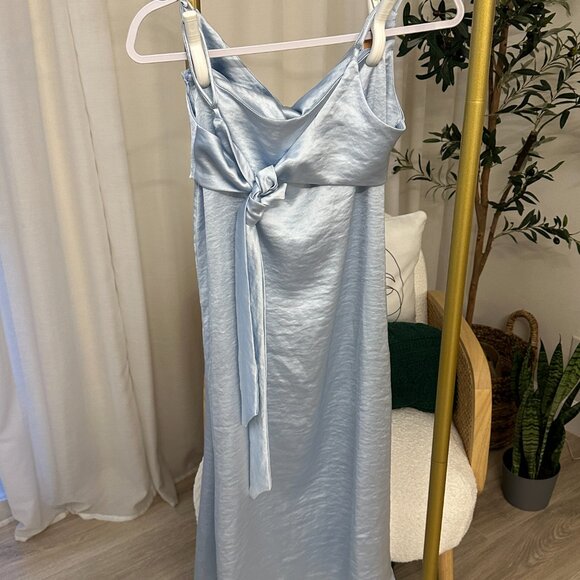 Satin Cut Out Maxi Summer Dresses for Women Silk Spaghetti Strap V-Neck Backless - Picture 5 of 5